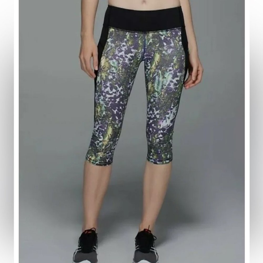 Lululemon Run Top Speed Crop Legging Full On Luxtreme Floral Sport White Multi